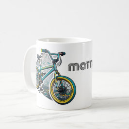Kinder Cartoon Bike BMX. Abenteuerjunge Kaffeetasse
