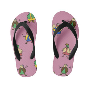 Kinder Cartoon Fun Family Girl auf beliebiger Farb Kinderbadesandalen
