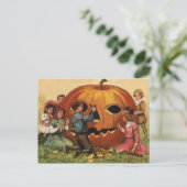 Kinder Carving Kürbislaterne Pumpkin Postkarte (Stehend Vorderseite)