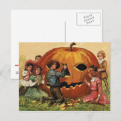 Kinder Carving Kürbislaterne Pumpkin Postkarte (Vorne/Hinten)