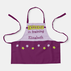 Kinder Chef Name Sterne lila grün Schürze