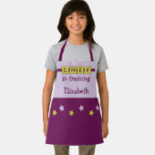 Kinder Chef Name Sterne lila grün Schürze (Insitu)
