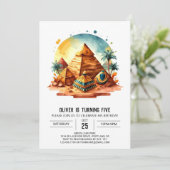 Kinder Chic Custom Pyramids Geburtstag Einladung (Stehend Vorderseite)