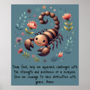 Kinder Christliches Gebet Woodland Skorpion auf bl Poster