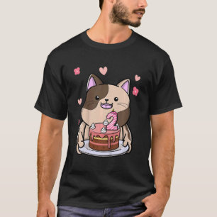 Kinder Chubby Katze mit einem Geburtstagskuchen 2. T-Shirt