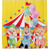 Kinder Clowns auf gelbem Duschvorhang (Vorderseite)
