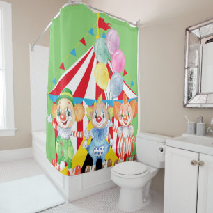Kinder Clowns auf grünem Duschvorhang
