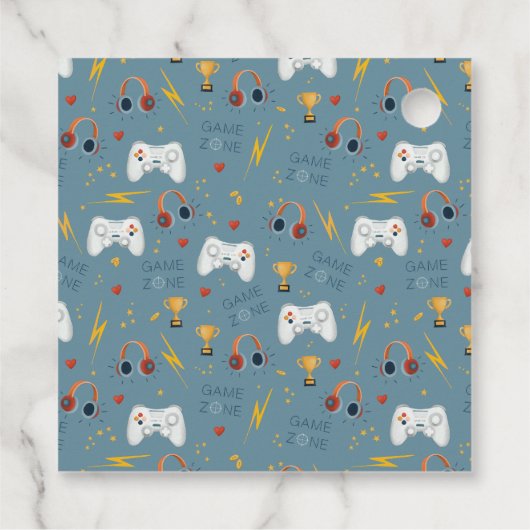 Kinder Cool Blue Gaming Vielen Dank Jungs Geburtst Geschenkanhänger (Rückseite)