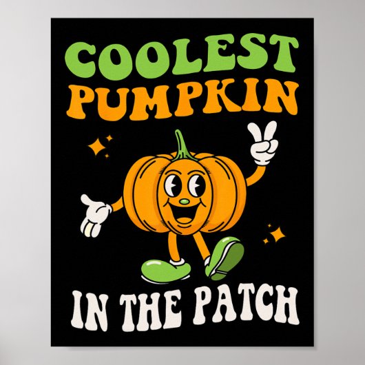 Kinder Cooler Kürbis in der Patchhalbluppe Poster (Vorne)