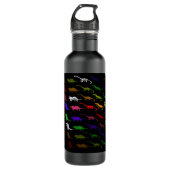 Kinder cooler Regenbogen bunt niedlicher Dinosauri Edelstahlflasche (Vorderseite)