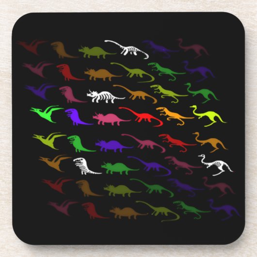 Kinder cooler Regenbogen bunt niedlicher Dinosauri Getränkeuntersetzer (Vorderseite)