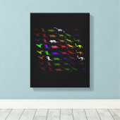 Kinder cooler Regenbogen bunt niedlicher Dinosauri Leinwanddruck (Insitu (Holzboden))