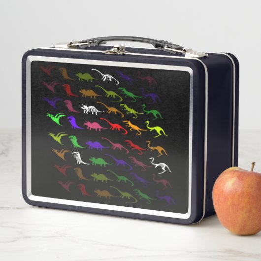 Kinder cooler Regenbogen bunt niedlicher Dinosauri Metall Brotdose (Beispiel)