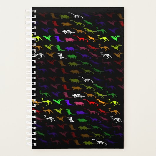 Kinder cooler Regenbogen bunt niedlicher Dinosauri Planer (Vorderseite)