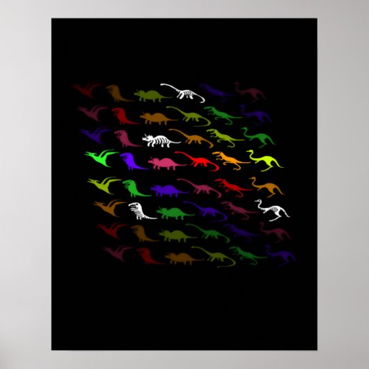 Kinder cooler Regenbogen bunt niedlicher Dinosauri Poster (Vorne)