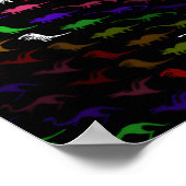 Kinder cooler Regenbogen bunt niedlicher Dinosauri Poster (Ecke)