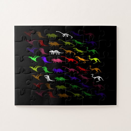 Kinder cooler Regenbogen bunt niedlicher Dinosauri Puzzle (Horizontal)