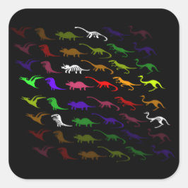 Kinder cooler Regenbogen bunt niedlicher Dinosauri Quadratischer Aufkleber