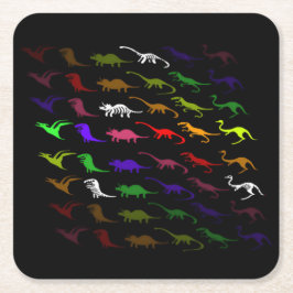 Kinder cooler Regenbogen bunt niedlicher Dinosauri Rechteckiger Pappuntersetzer