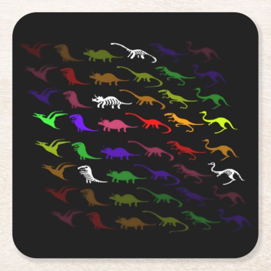 Kinder cooler Regenbogen bunt niedlicher Dinosauri Rechteckiger Pappuntersetzer (Vorderseite)