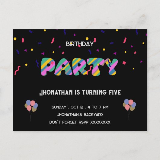 Kinder cooles Party Geburtstag Postkarte (Vorderseite)