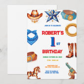 Kinder Cowboy Geburtstagsparty Einladung (Vorne/Hinten)