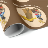 Kinder Cowboy Geburtstagsparty Personalisiert Boys Geschenkpapier (Rolleneckpunkt)