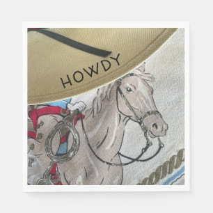 Kinder Cowboy-Thema reiten Pferdeschlitten Serviette