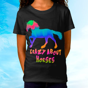 Kinder "Crazy About Horses" Tropische Krawatte Dye T-Shirt