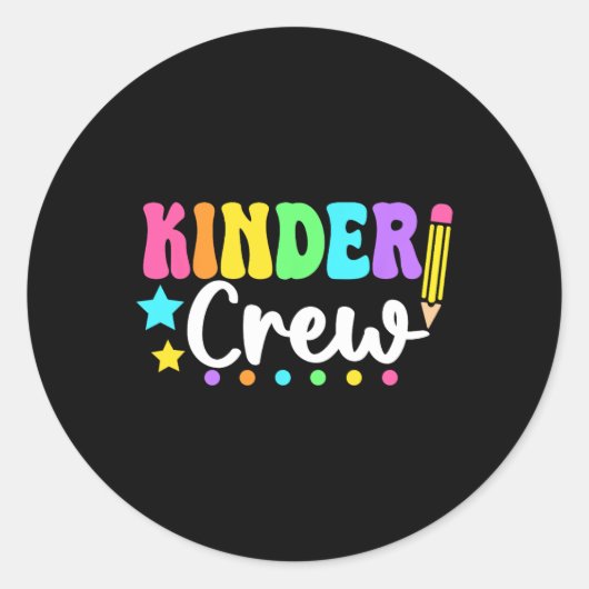 Kinder Crew Kindergarten Back To School Teachers S Runder Aufkleber (Vorderseite)