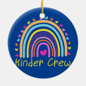 Kinder-Crew Kindergarten Lehrerin Rainbow Herz Keramik Ornament (Hinten)