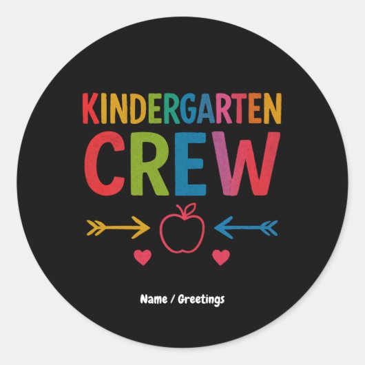 Kinder Crew Kindergarten Spaß zurück zur Schule Runder Aufkleber (Vorderseite)
