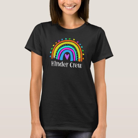 Kinder-Crew-Kindergärtnerin Regenbogenherz T-Shirt (Vorderseite)