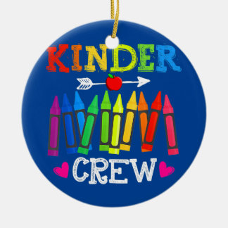 Kinder Crew Lustiger Kindergarten-Lehrer 1. Tag vo Keramik Ornament