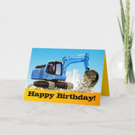 Kinder Custom Blue Gravator Digger Happy Birthday Karte