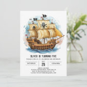 Kinder Custom Boat Pirate Geburtstag Einladung (Stehend Vorderseite)