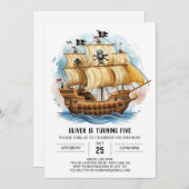 Kinder Custom Boat Pirate Geburtstag Einladung (Vorne/Hinten)