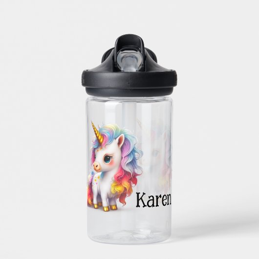 Kinder Custom Colorful Golden Unicorn Trinkflasche (Vorne)
