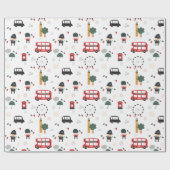 Kinder Custom Red London Bus & Clock Tower Geburts Geschenkpapier (Flach)