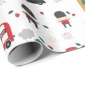 Kinder Custom Red London Bus & Clock Tower Geburts Geschenkpapier (Rolleneckpunkt)