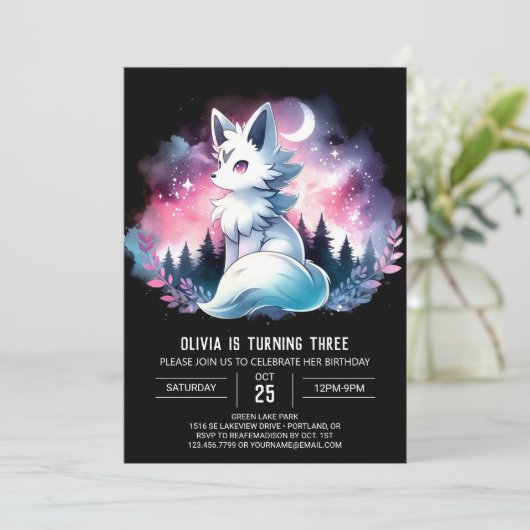 Kinder Custom Wolf Geburtstag Einladung (Stehend Vorderseite)