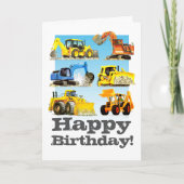 Kinder Custom Yellow Digger Grabbagger Happy Birth Karte (Vorderseite)