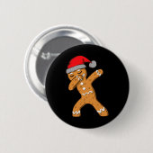 Kinder Dabbing Dab Gingerbread Mann Xmas Girls Boy Button (Vorne & Hinten)
