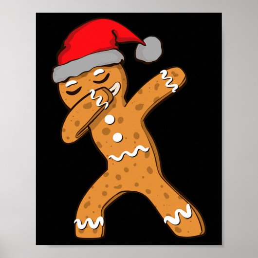 Kinder Dabbing Dab Gingerbread Mann Xmas Girls Boy Poster (Vorne)