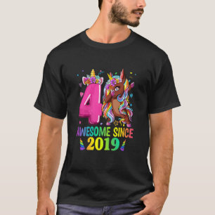 Kinder Dabbing Unicorn 4. Geburtstag Mädchen Einho T-Shirt
