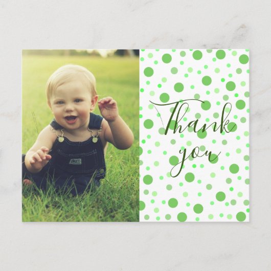 Kinder Danke, Green Polka Postkarte (Vorderseite)