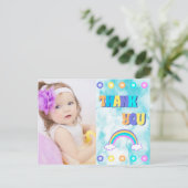 Kinder Danke, Rainbow Retro farbenfroh Postkarte (Stehend Vorderseite)