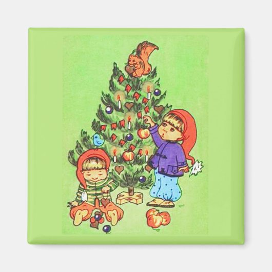 Kinder dekorieren Baum Vintag Magnet (Vorne)