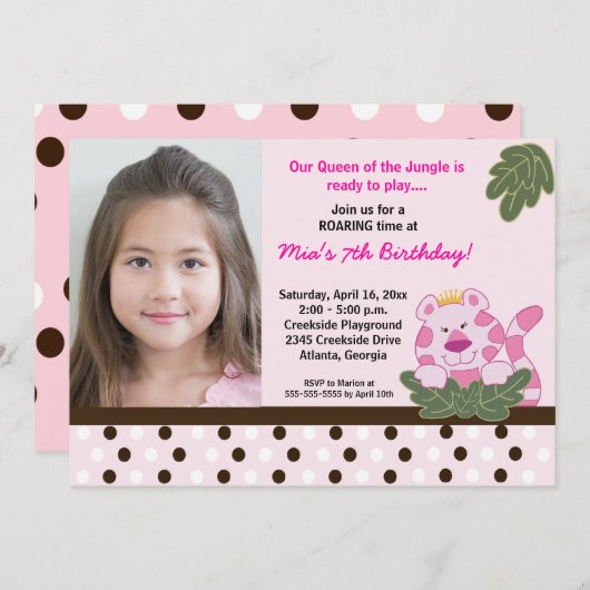 KINDER DER JUNGLE *FOTO* Geburtstag 12x18 Einladung (Vorne/Hinten)
