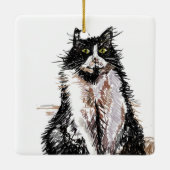 Kinder der Tuxedo-Katze, schwarz und weiß, Bezeich Keramikornament (Rückseite)